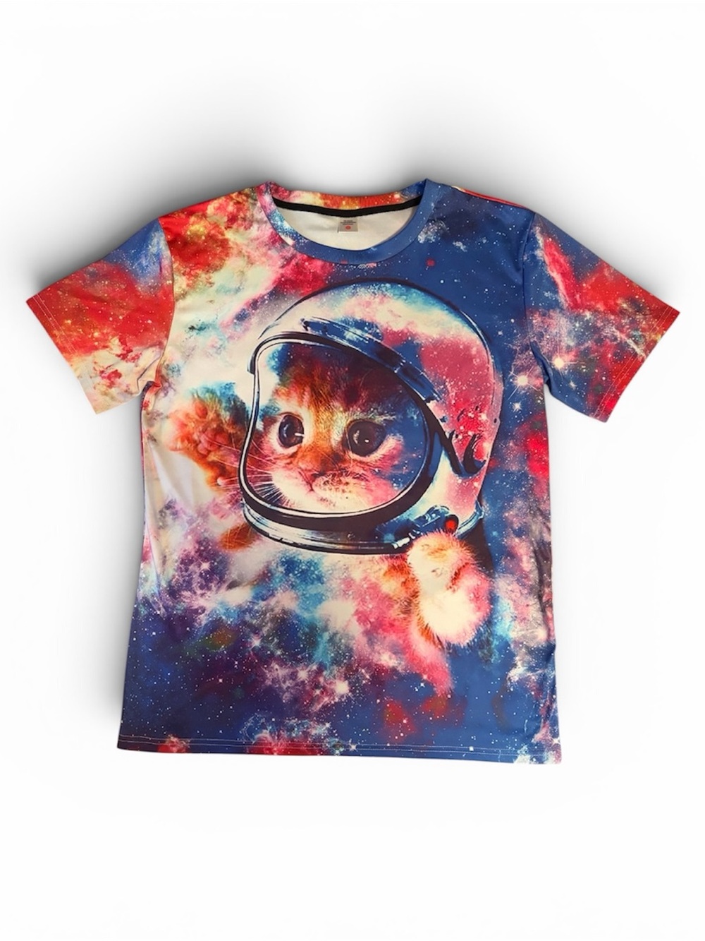 Men's Short Sleeve Graphic Tee - Multicolor Space Cat
